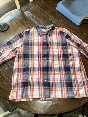 Northcrest Plaid Button-Up Shirt in Blue, Red & White
